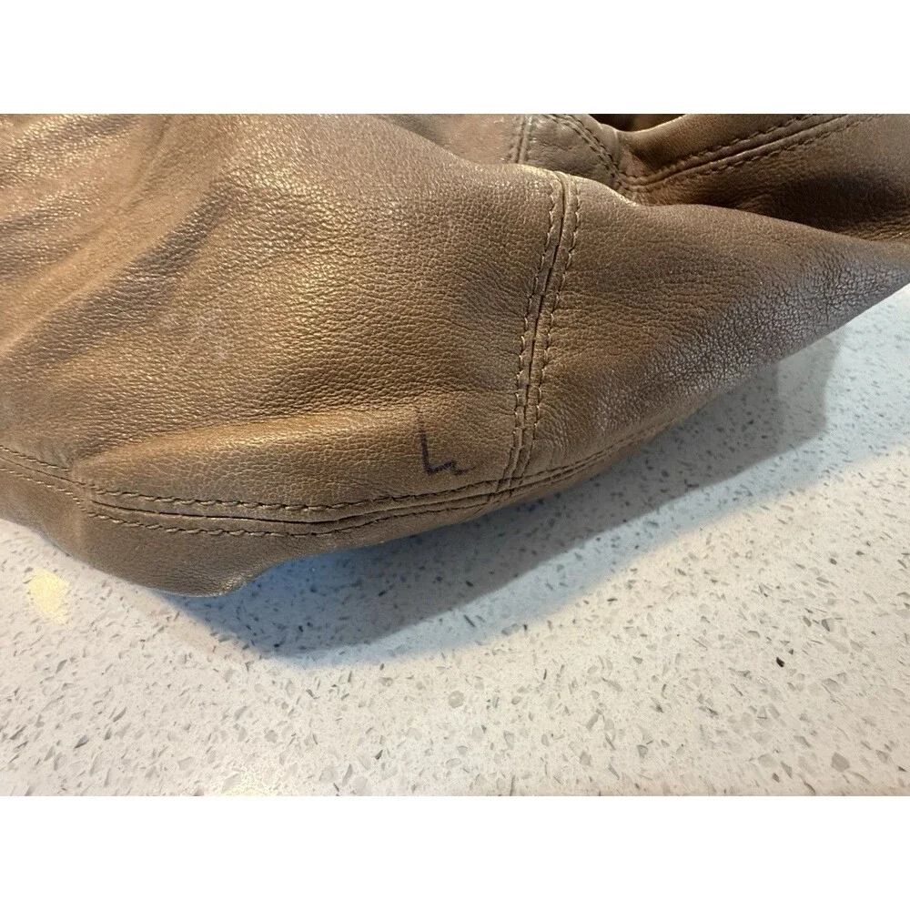 KOOBA Pleated Shoulder Leather Hobo Bag Purse Gold Brown Slouchy Boho - Picture 12 of 16